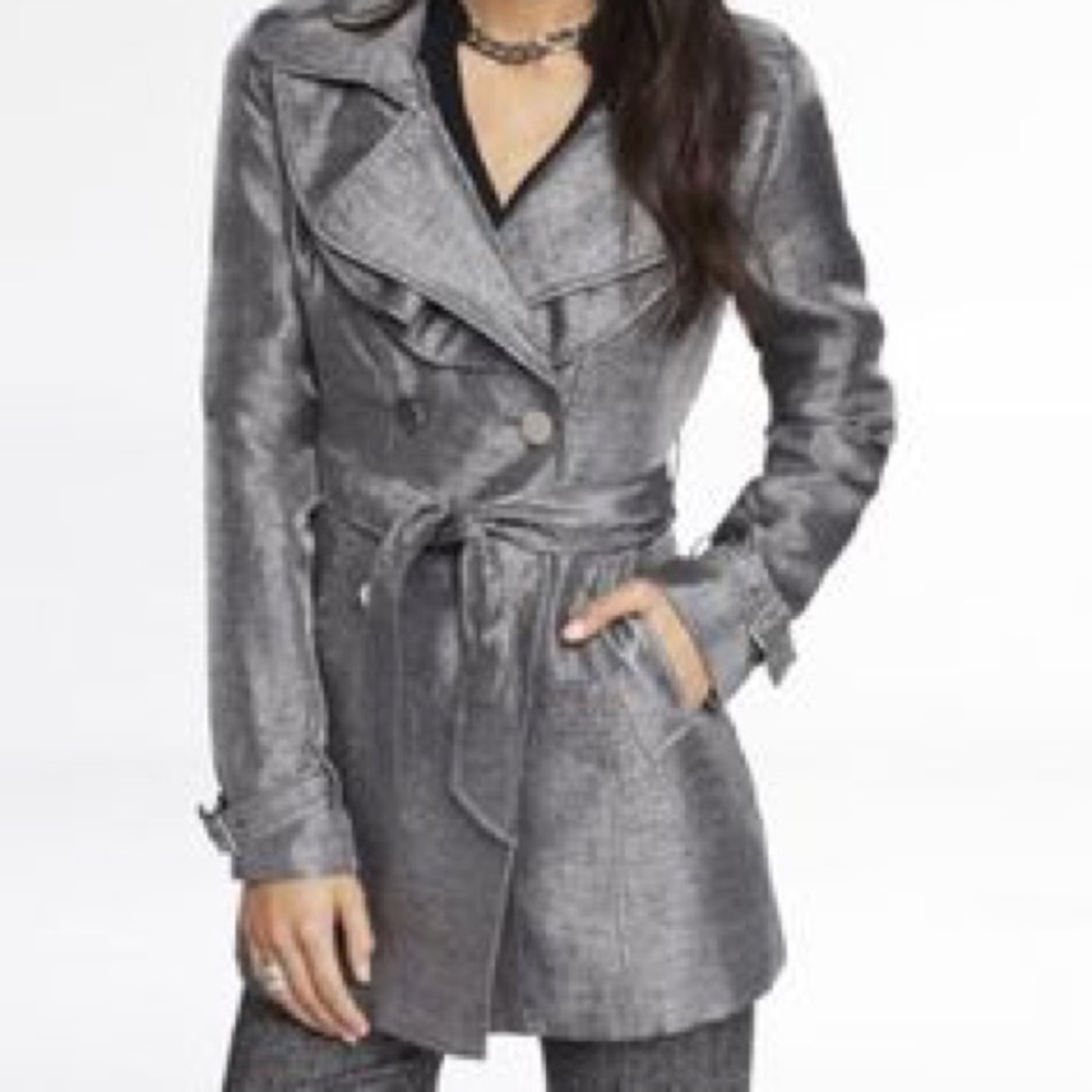Express Trench Coat Metallic Gray Size S/M ✨❄️